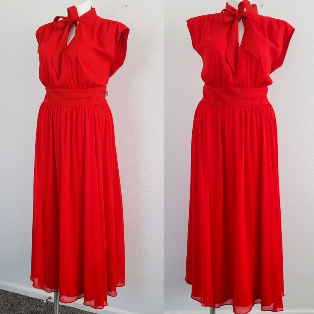 Wayward Fancies Red Bow Vintage Look Dress
